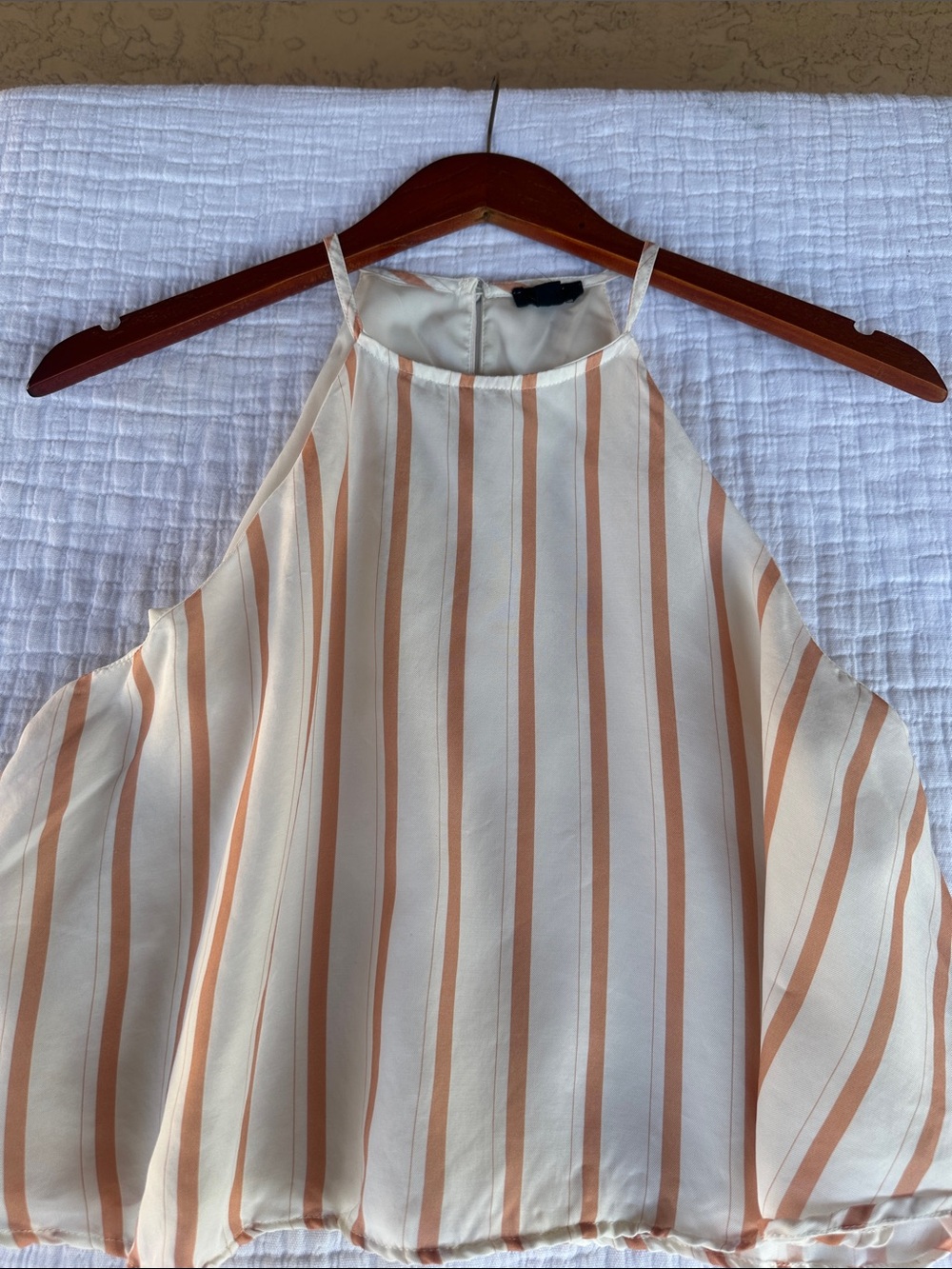 NBD Cream and Peach Striped Halter Top